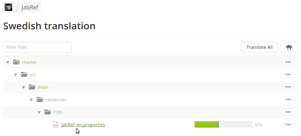 Screenshot of Crowdin select file page